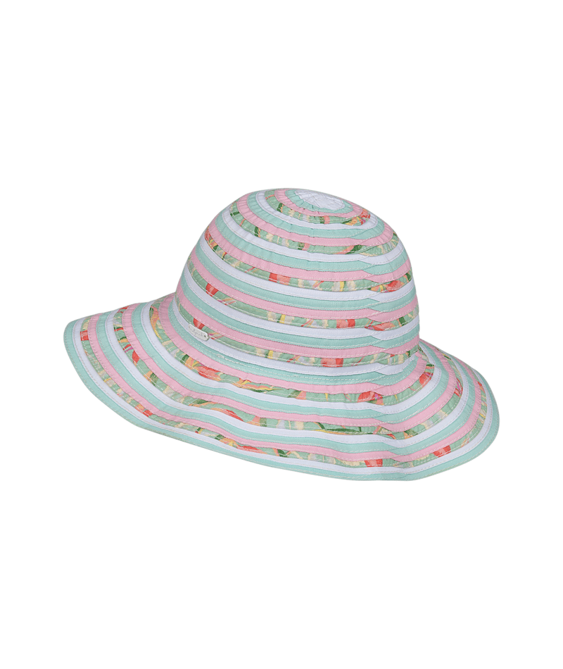 Millymook Girls Floppy Hat - Mint Green Floral Stripe - Phillipa